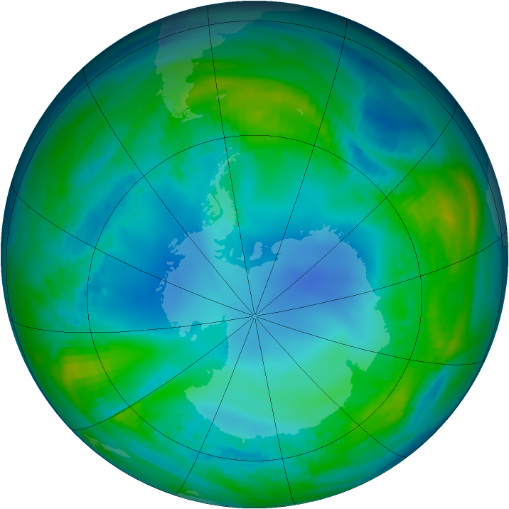 Antarctic ozone map for 24 May 1991